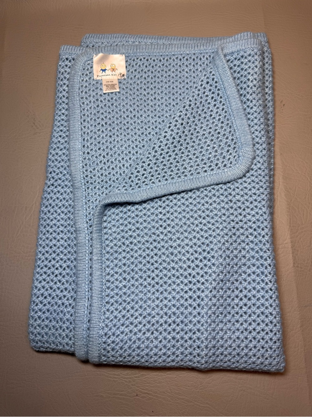 Portolano Kids Boys Blue Knit Baby Blanket Wool Angora Cashmere Blend Quiet Luxu